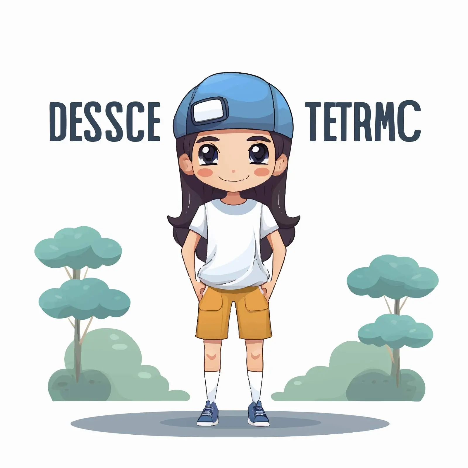 Girl with Medical Mask Distance Design — free download from Dotvec