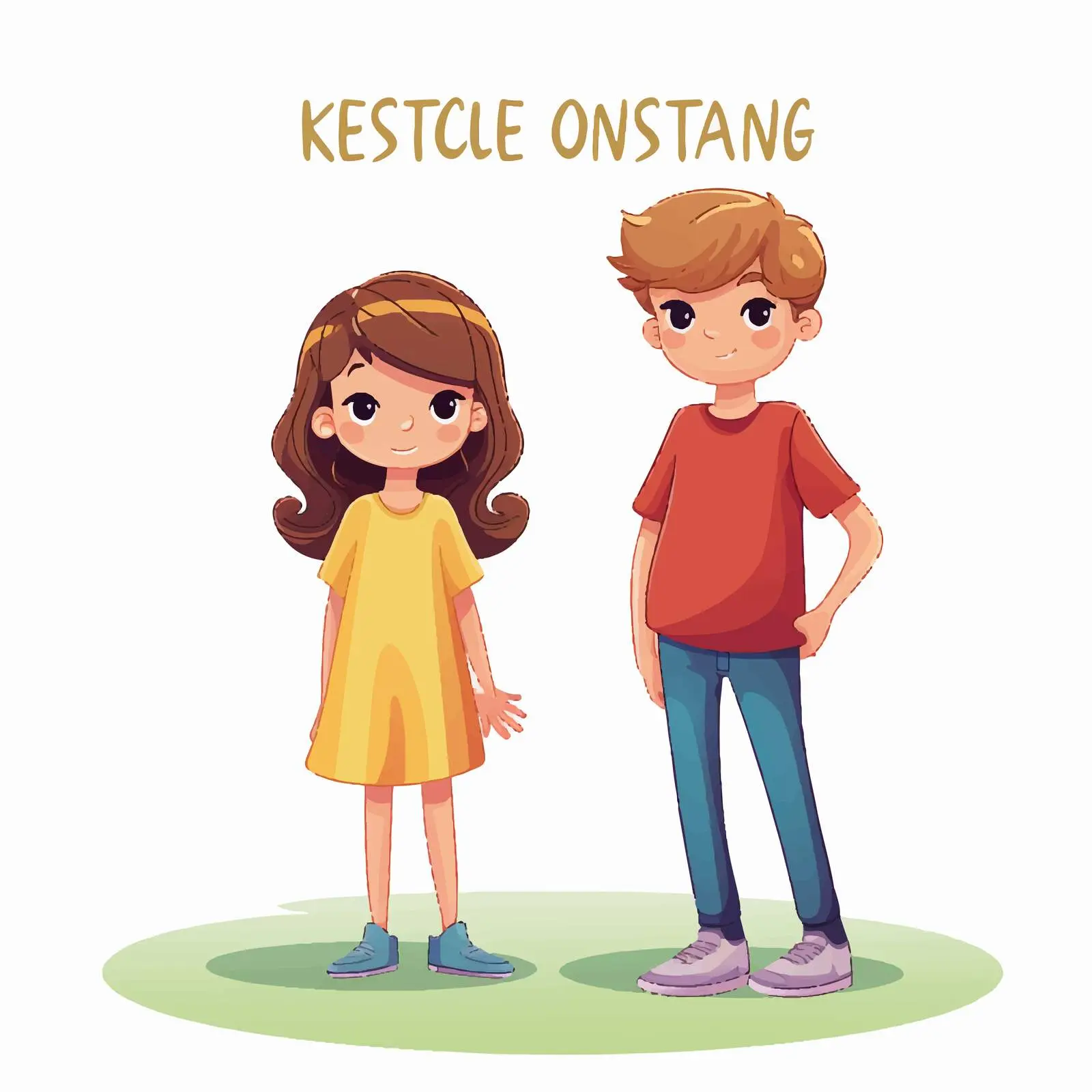 Cartoon Style Distance Reminder with Children — free download from Dotvec