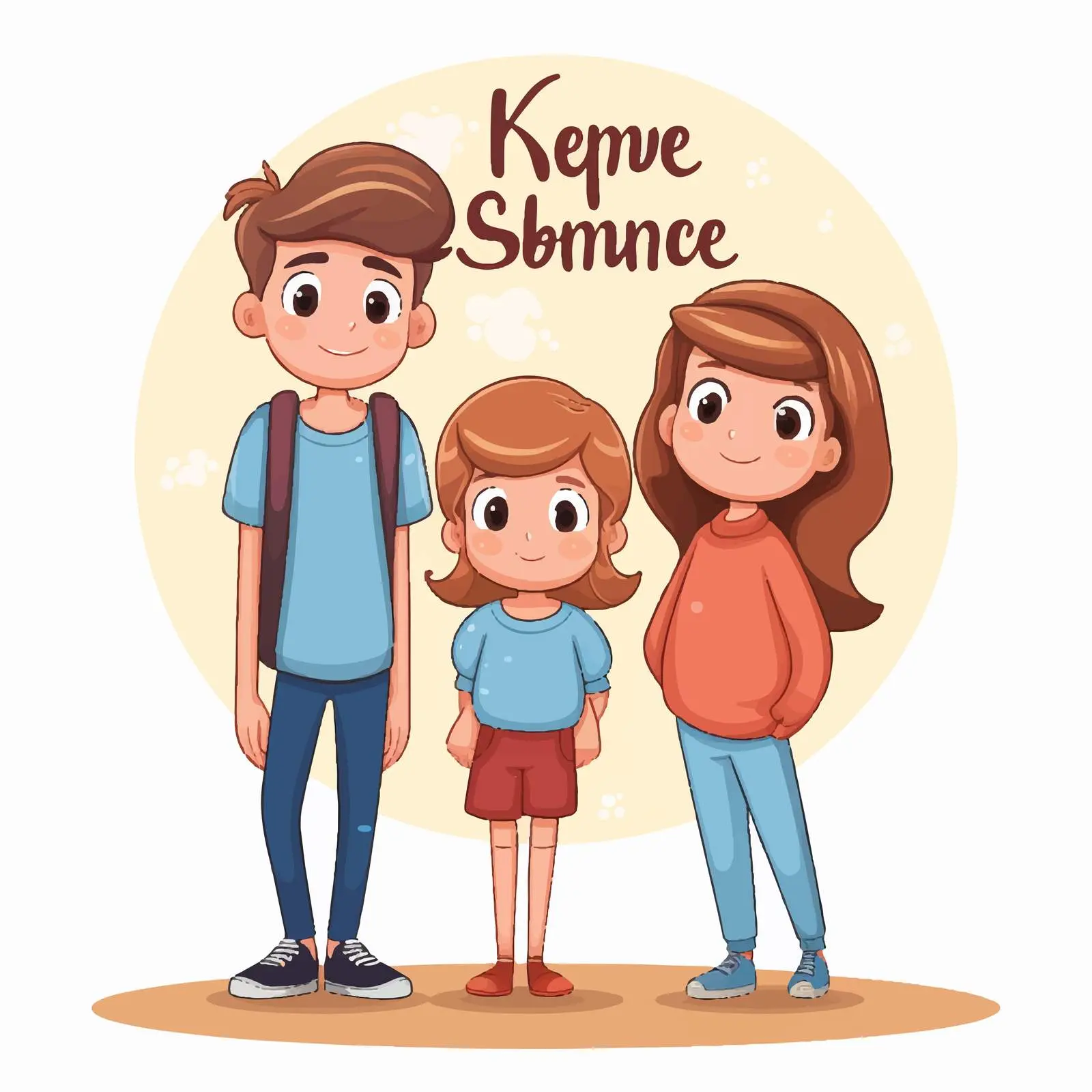 Cartoon Style Distance Sign with Children — free download from Dotvec