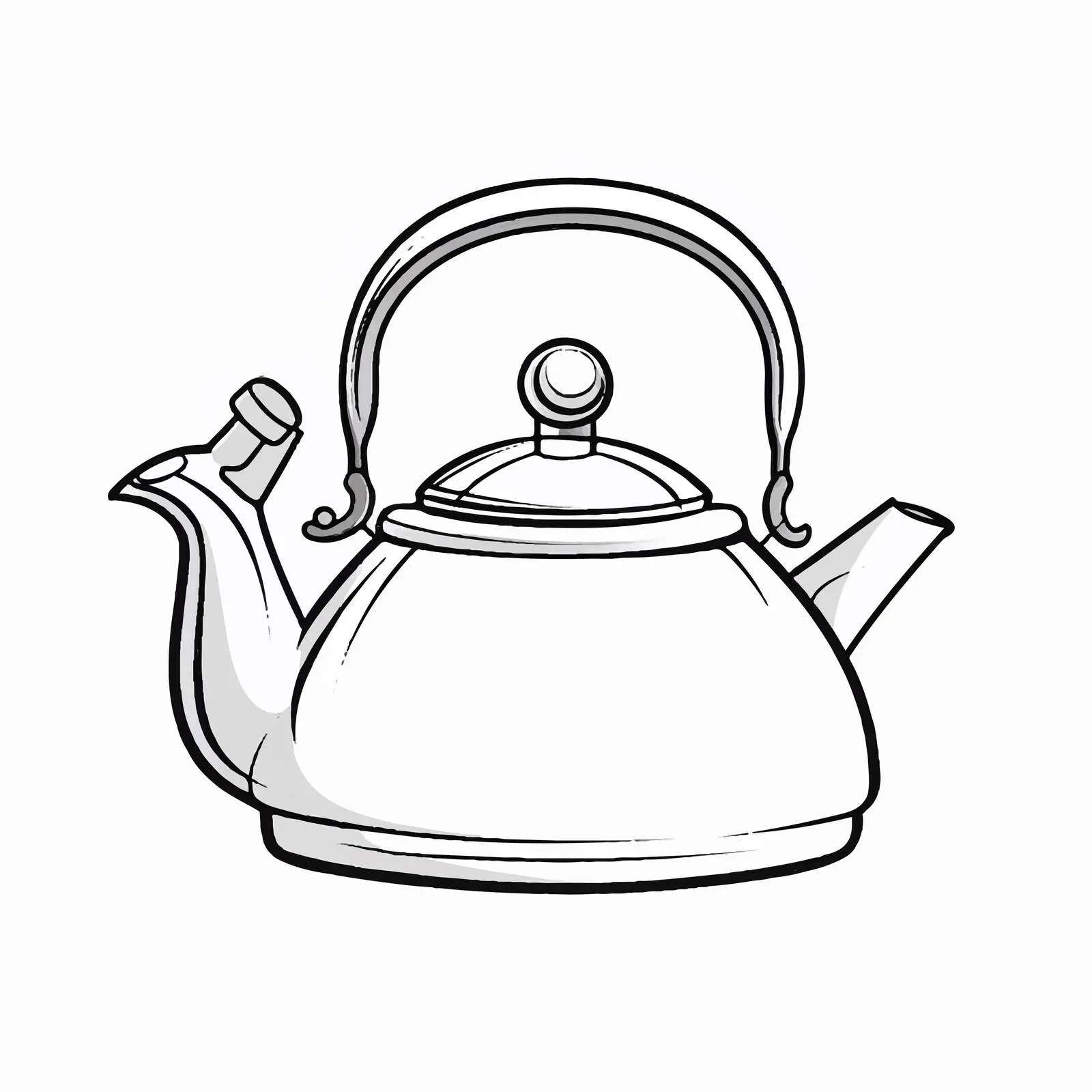 Outline Vector Illustration of Kettle on White Background — free download from Dotvec