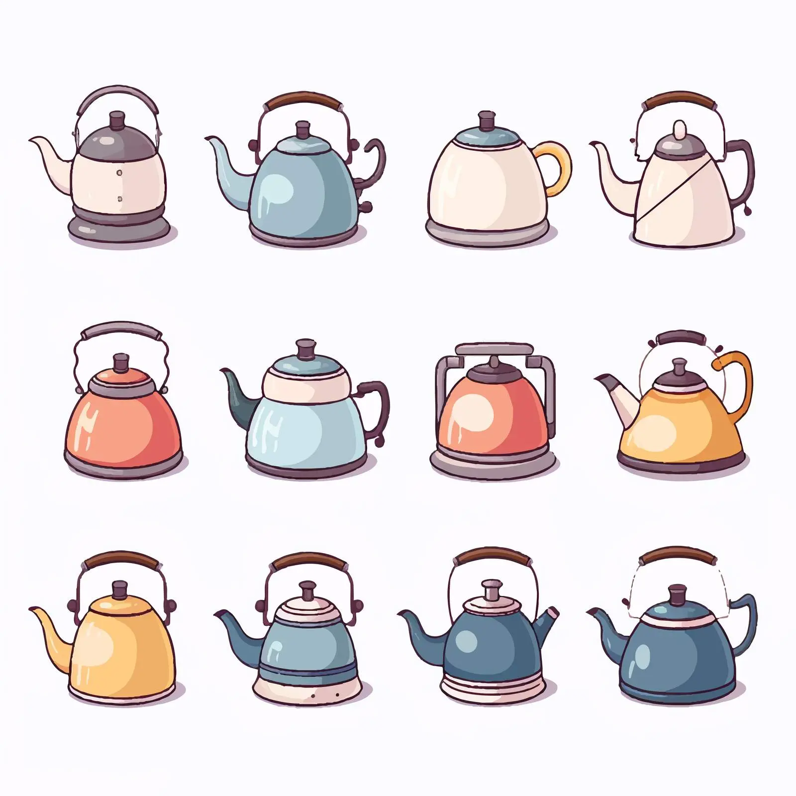 Vector Kettle Line Illustration on White Background – free teapot image from Dotvec