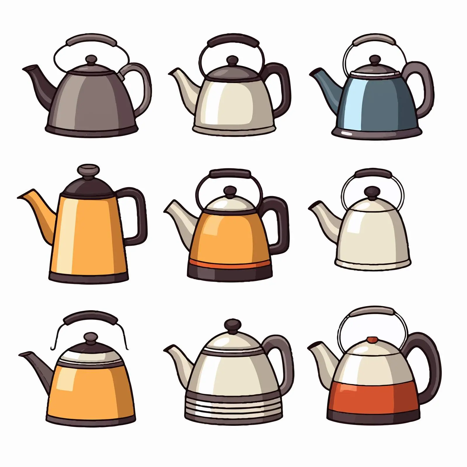 Isolated Kettle Vector Illustration on White Background – free contour drawing image from Dotvec