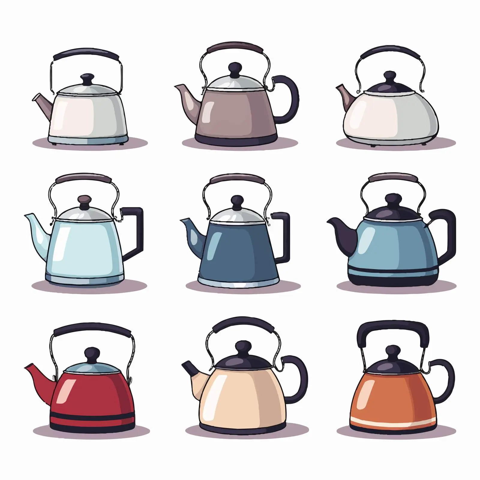 Isolated Vector Illustration of Kettles — free download from Dotvec