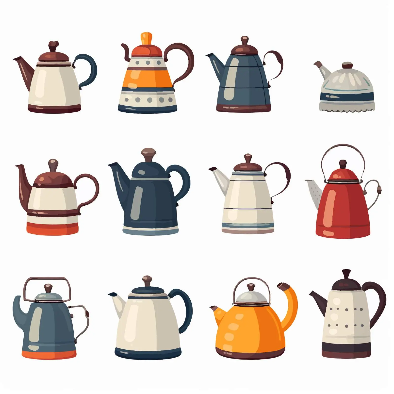 Isolated Outline Kettles on White Background – free teapot image from Dotvec