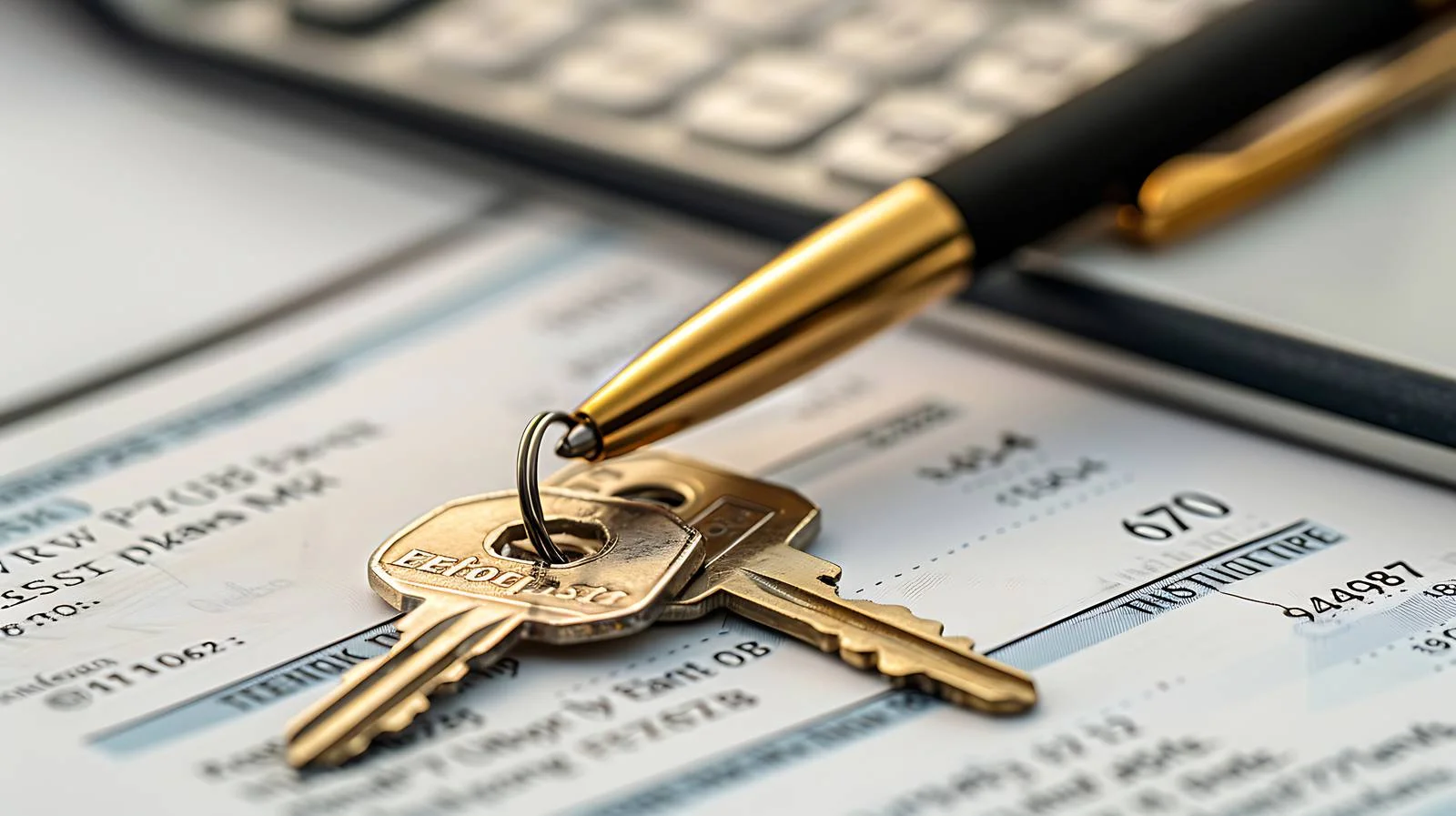 Financial Document with Keys and Pen — free download from Dotvec