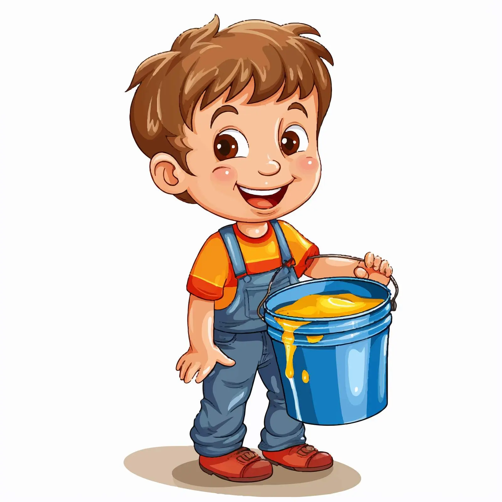 Child with Paint Bucket Cartoon Vector — free download from Dotvec