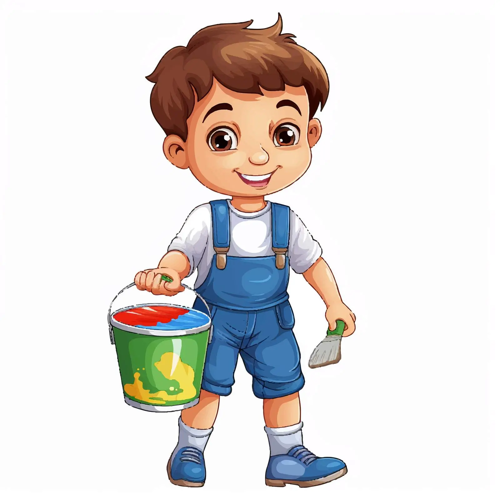 Child Carrying Paint Bucket Vector Art — free download from Dotvec