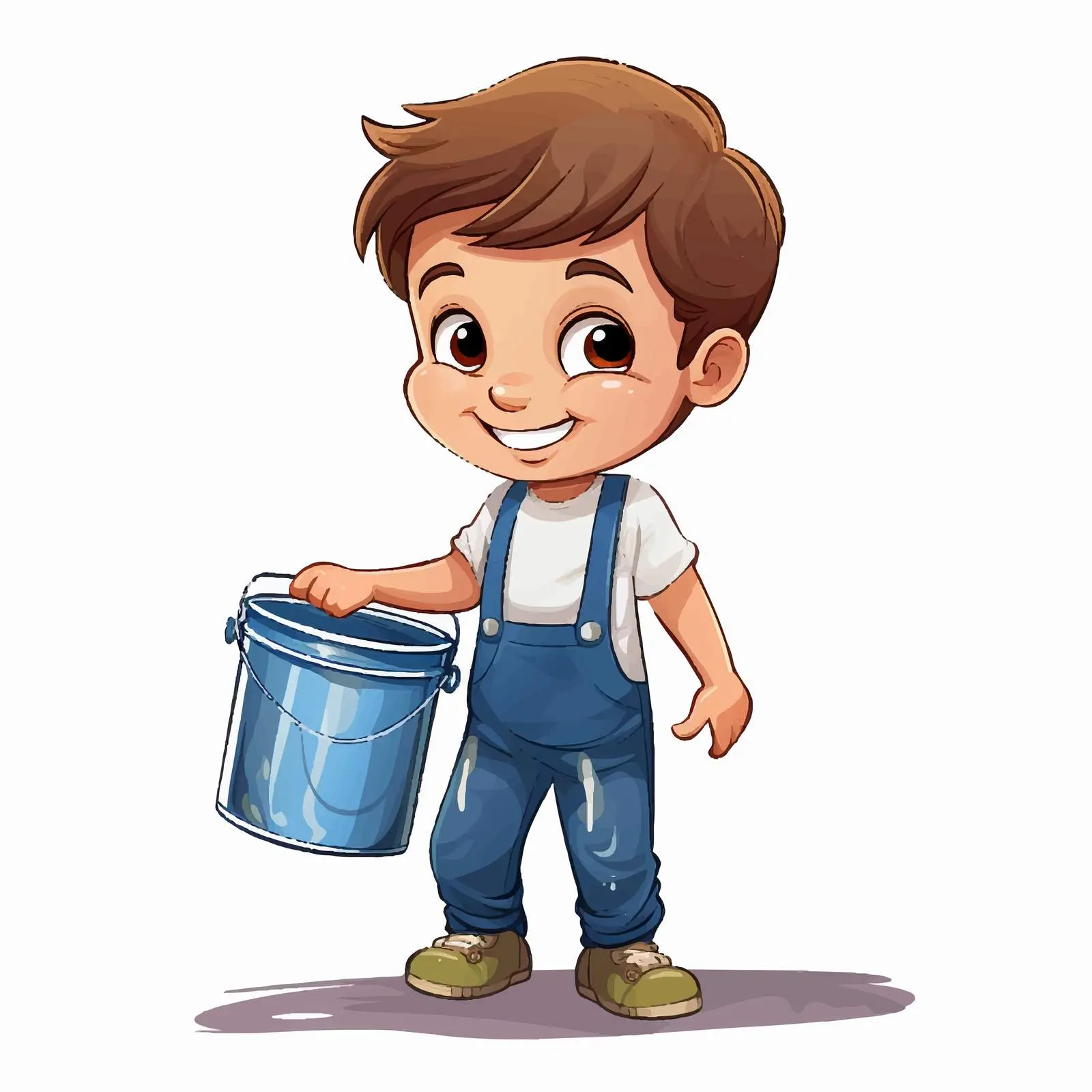 Child Holding Paint Bucket Cartoon Vector Art — free download from Dotvec