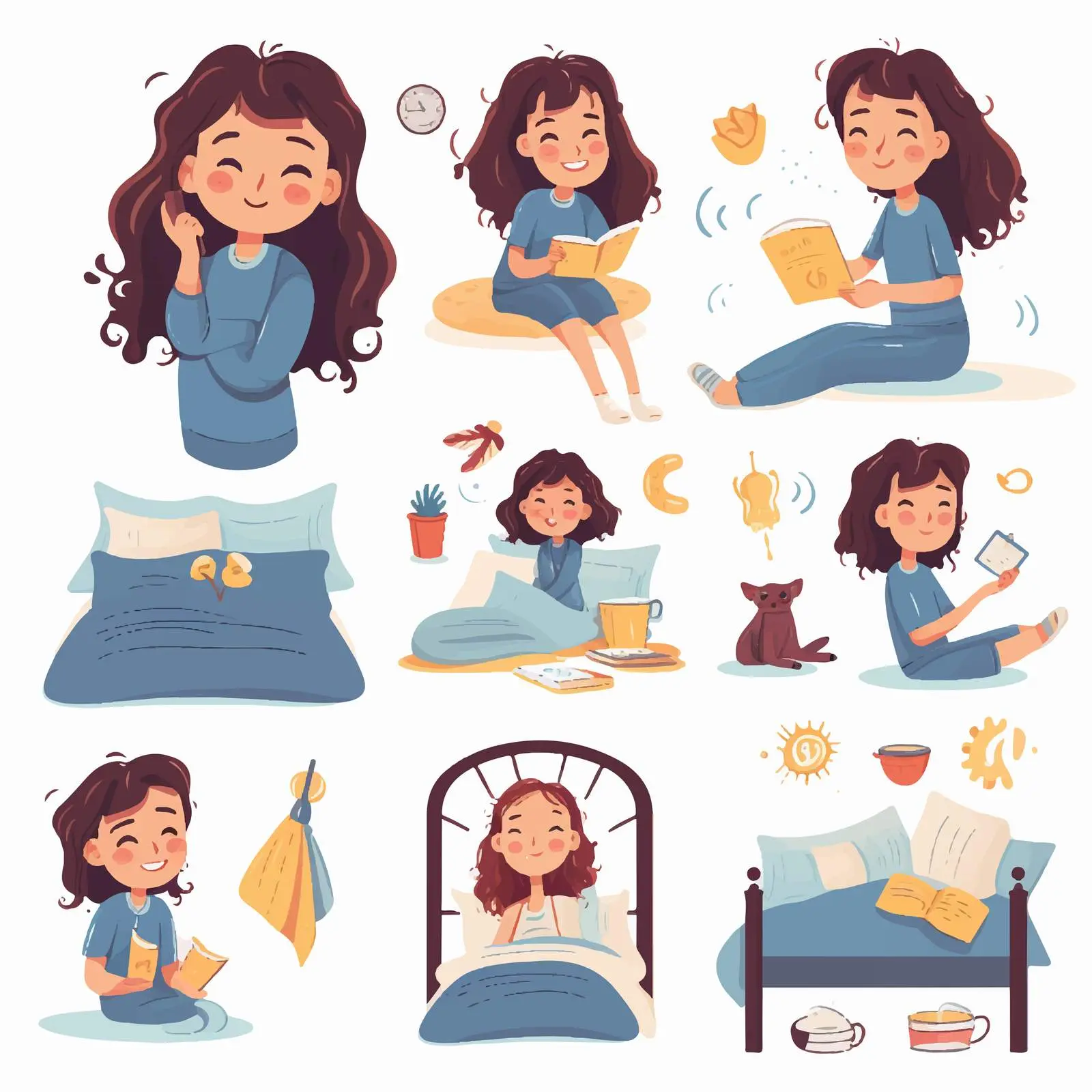 School Girl Daily Routine and Activities — free download from Dotvec