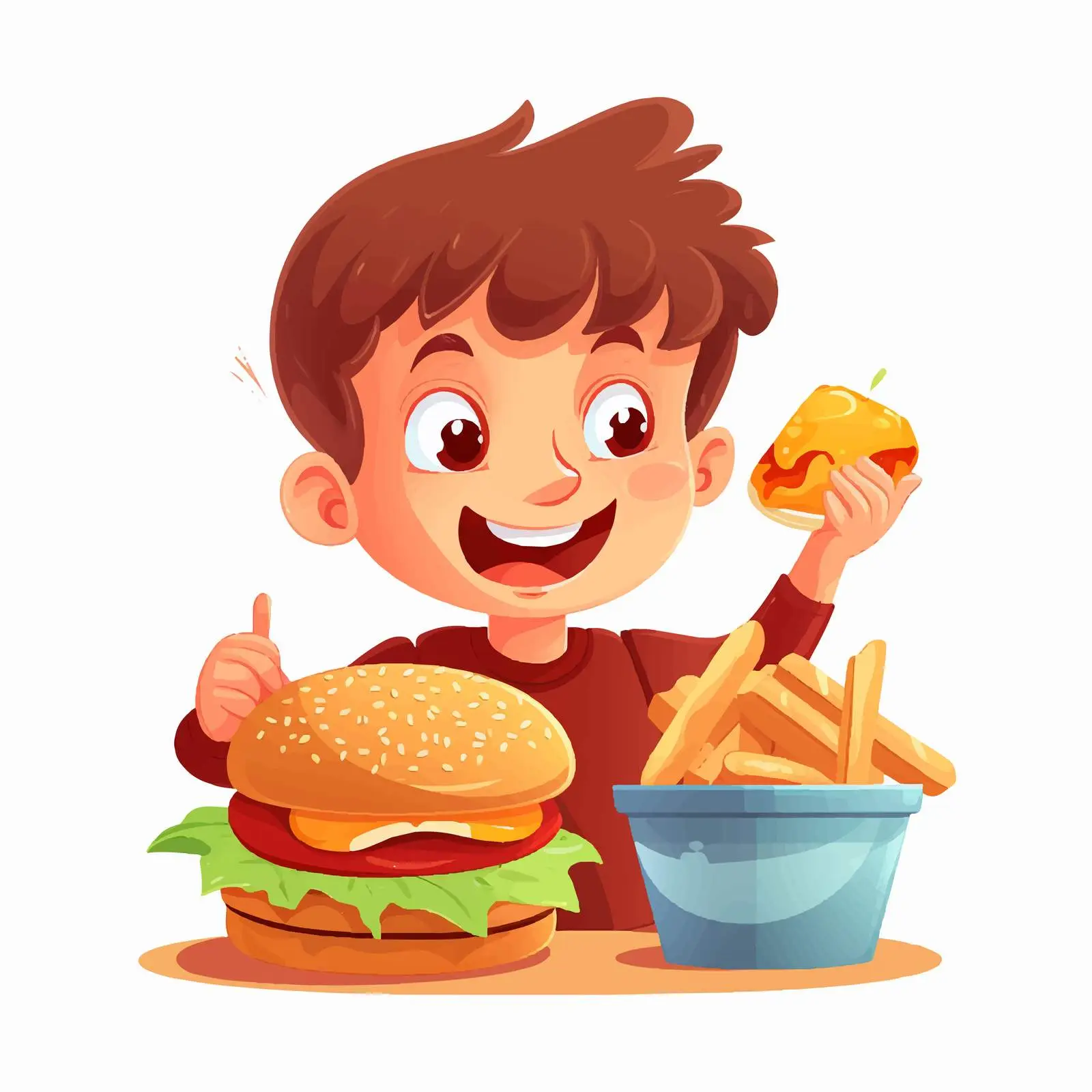 Happy Boy Enjoying Fast Food Burger – free fast food culture image from Dotvec