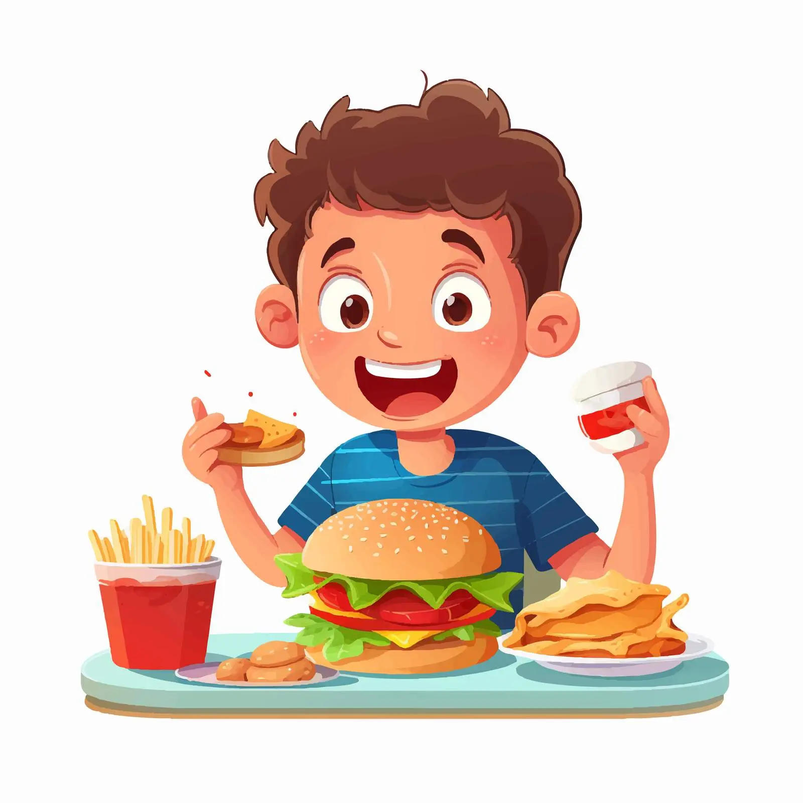 Happy Boy Enjoying Fast Food Burger — free download from Dotvec