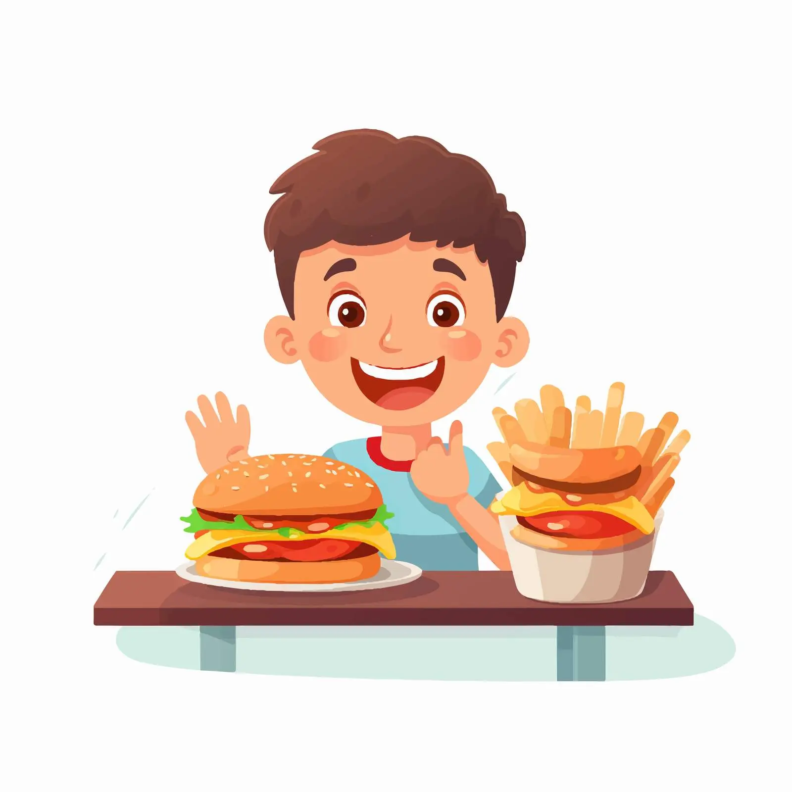 Happy Boy Enjoying Fast Food Burger — free download from Dotvec