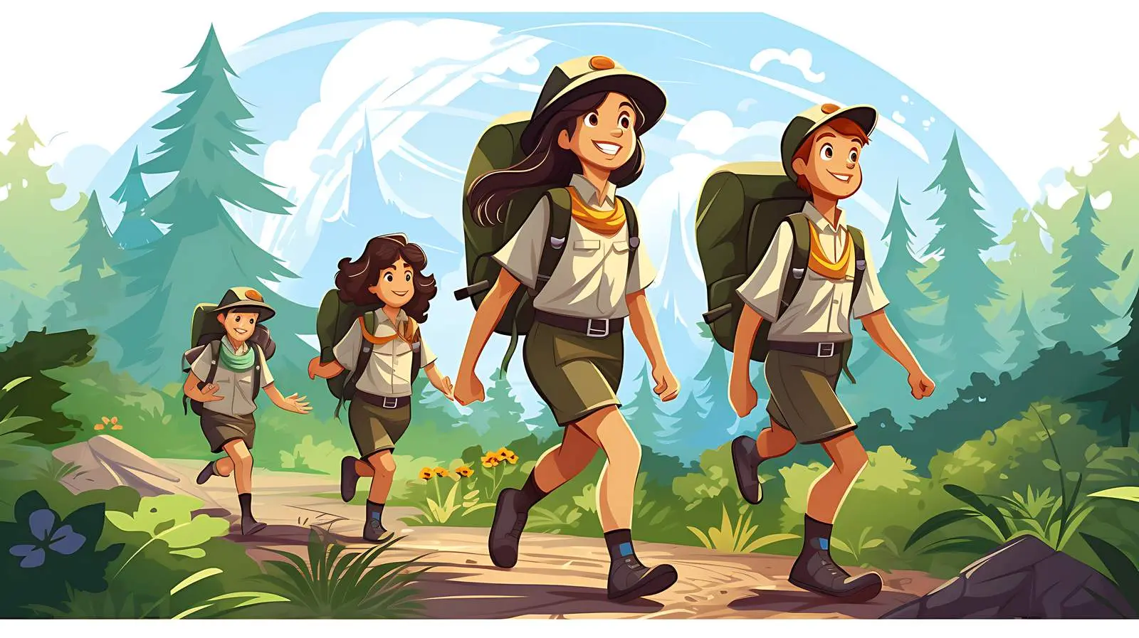 Child Scouts Hiking Adventure — free download from Dotvec