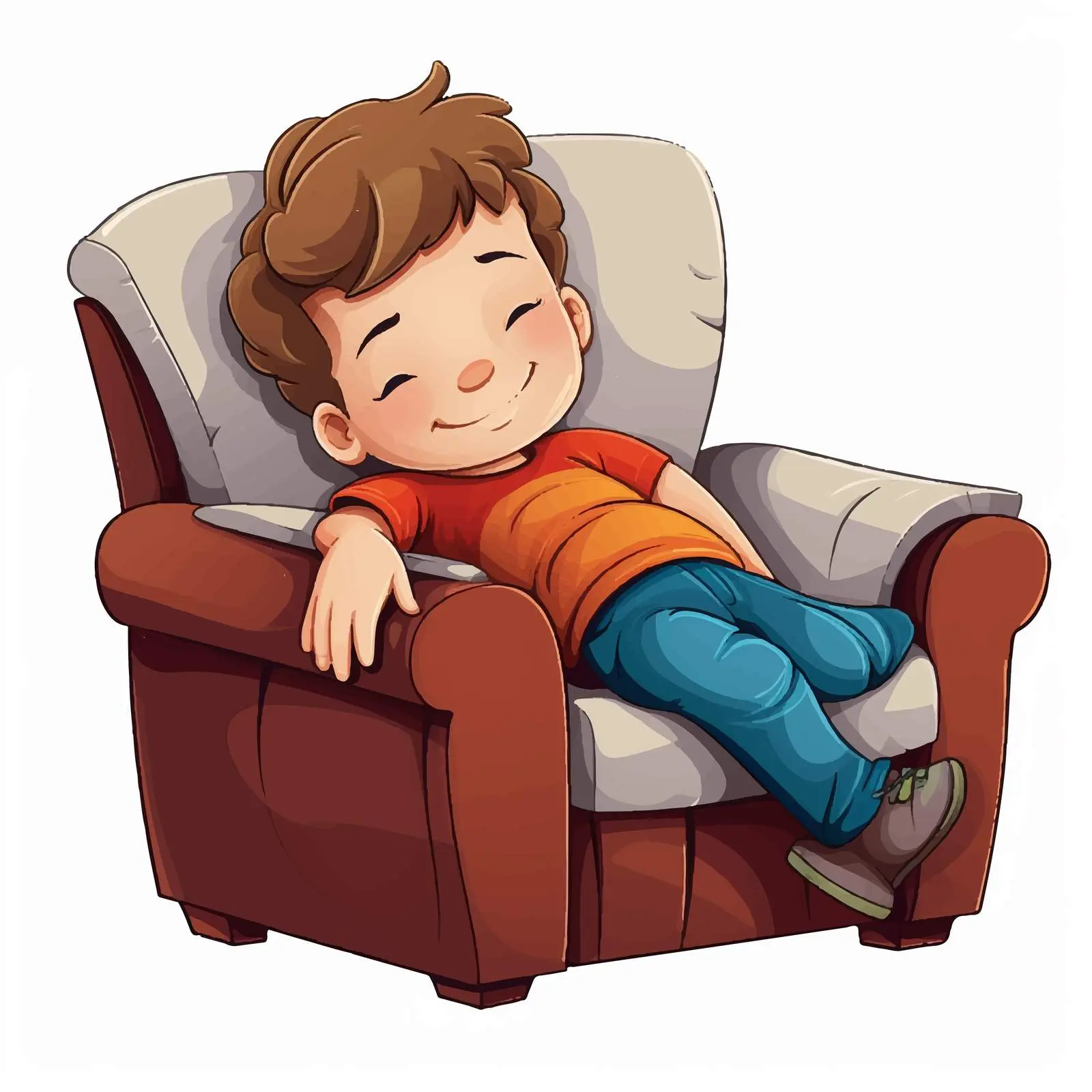Sleeping Kid on Armchair Cartoon Vector Illustration — free download from Dotvec