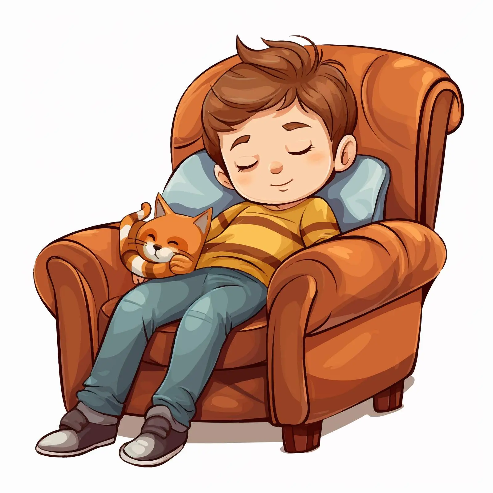 Sleepy Kid on Armchair Cartoon Vector Illustration — free download from Dotvec
