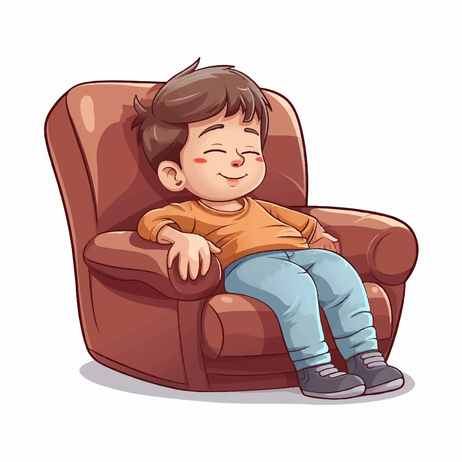 Cartoon Illustration of Kid Sleeping on Armchair — free download from Dotvec