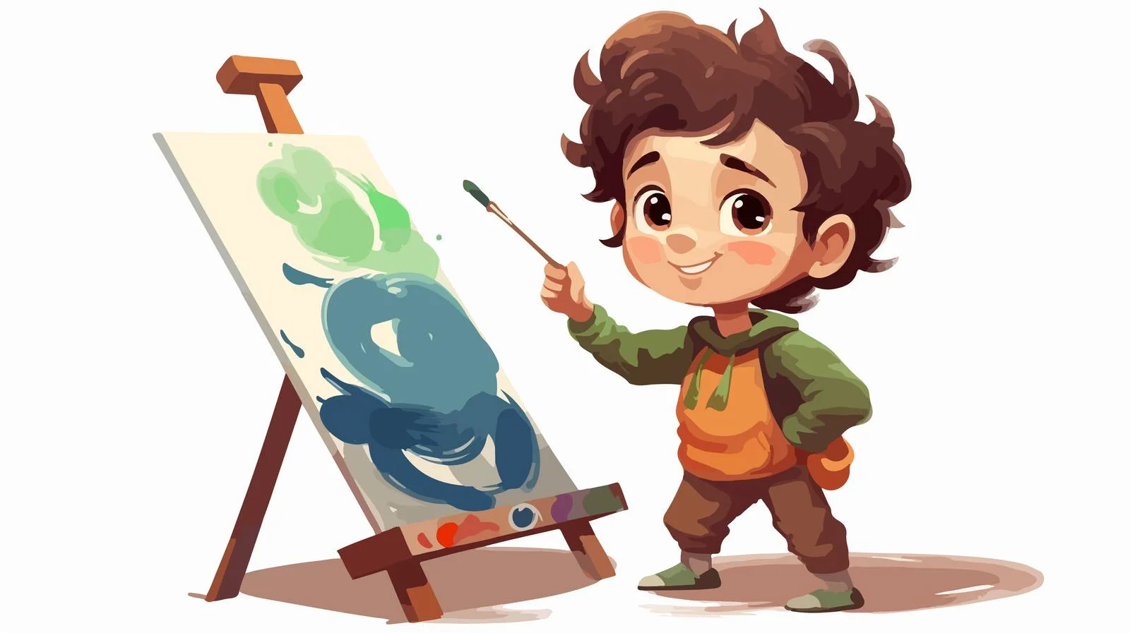 Young Artist Painting Cartoon on Canvas — free download from Dotvec