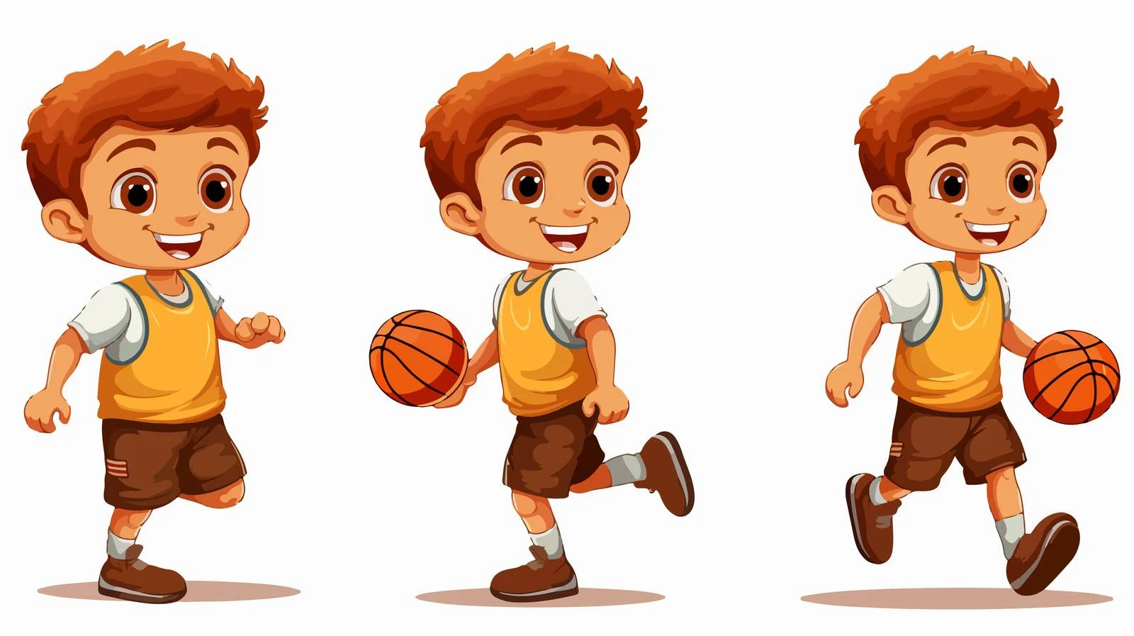 Young Boy Basketball Cartoon Illustration — free download from Dotvec