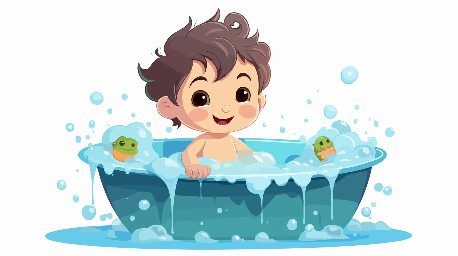 Child Bathing Vector Cartoon Illustration — free download from Dotvec