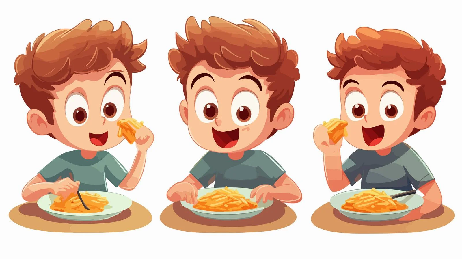 Young Boy Eating Cartoon Vector Illustration — free download from Dotvec
