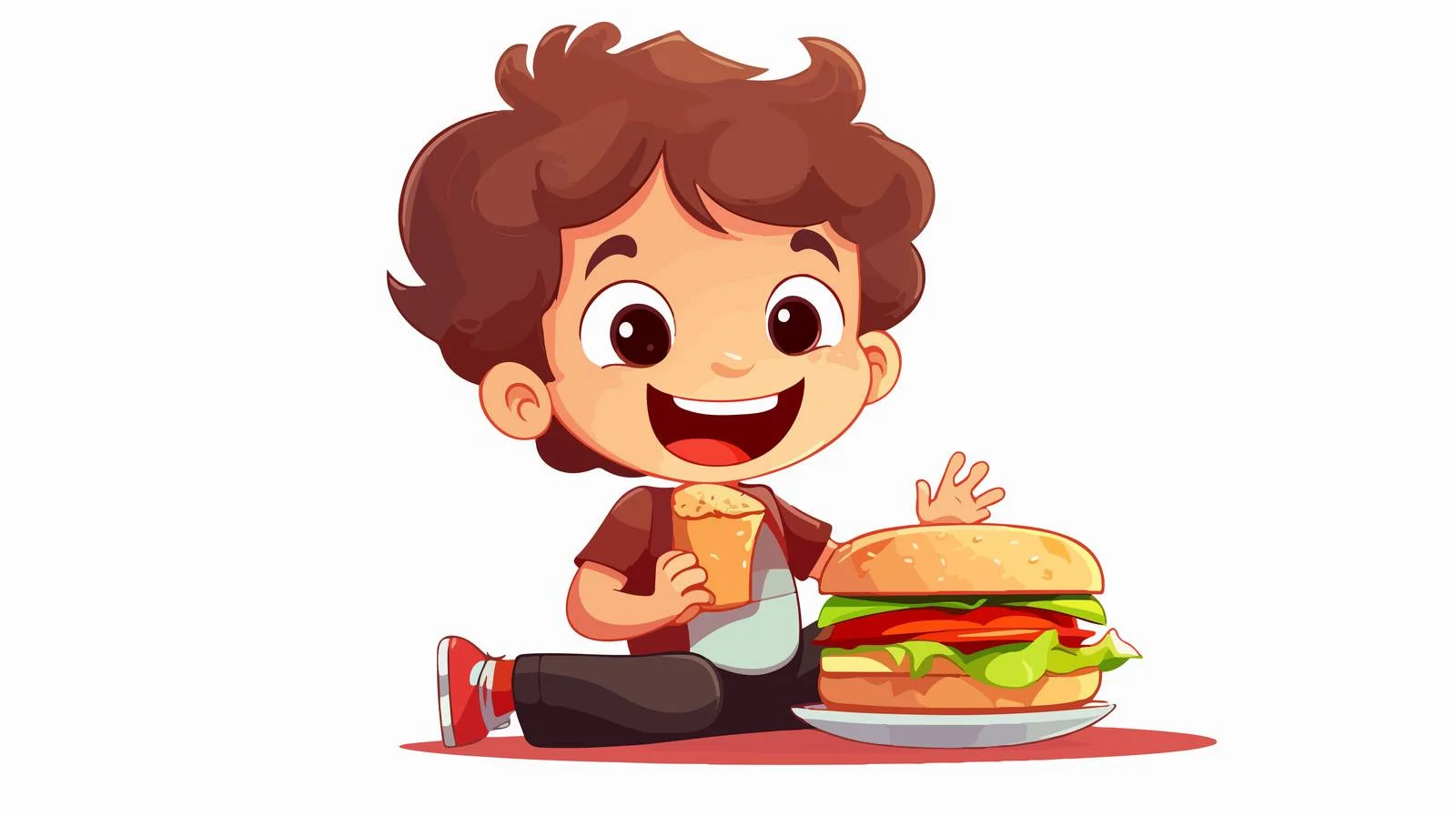 Child Eating Cartoon Vector Illustration — free download from Dotvec