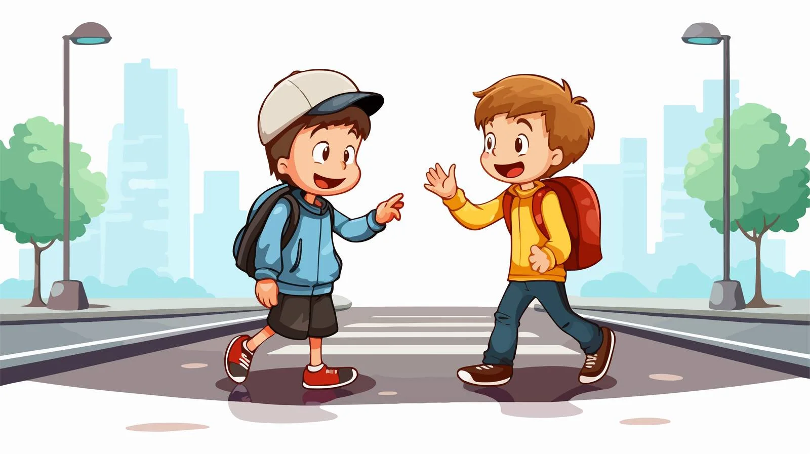 Assisting Blind Friend Across Road Cartoon — free download from Dotvec