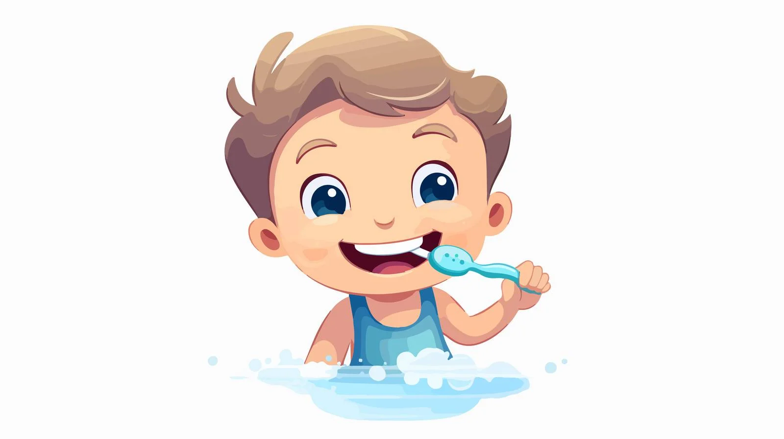 Child Teeth Brushing Vector Illustration — free download from Dotvec