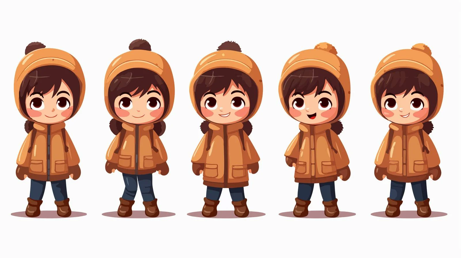 Kid Fall Winter Clothing Vector Expressions — free download from Dotvec
