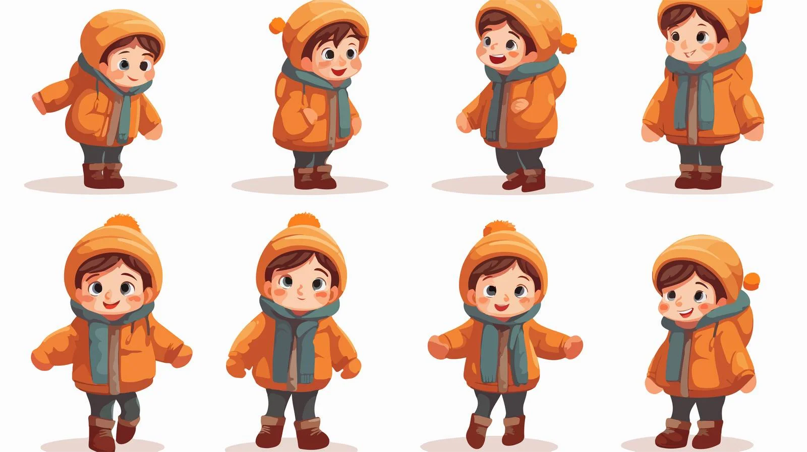 Kid Autumn Winter Clothing Expressions Vector — free download from Dotvec
