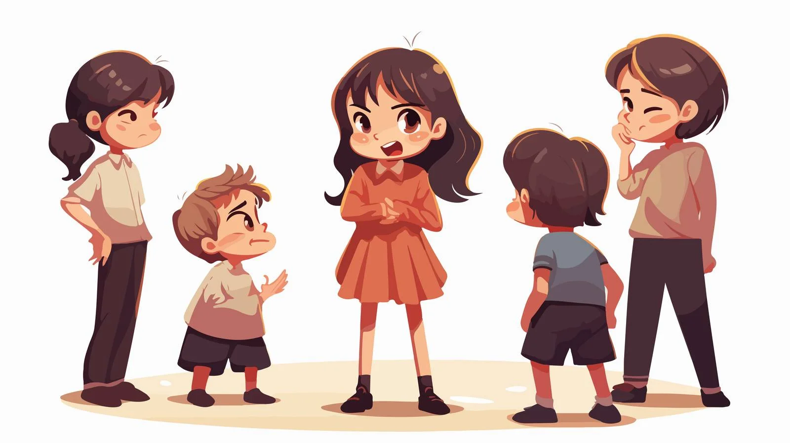 Young Girl Bullying Cartoon Illustration — free download from Dotvec