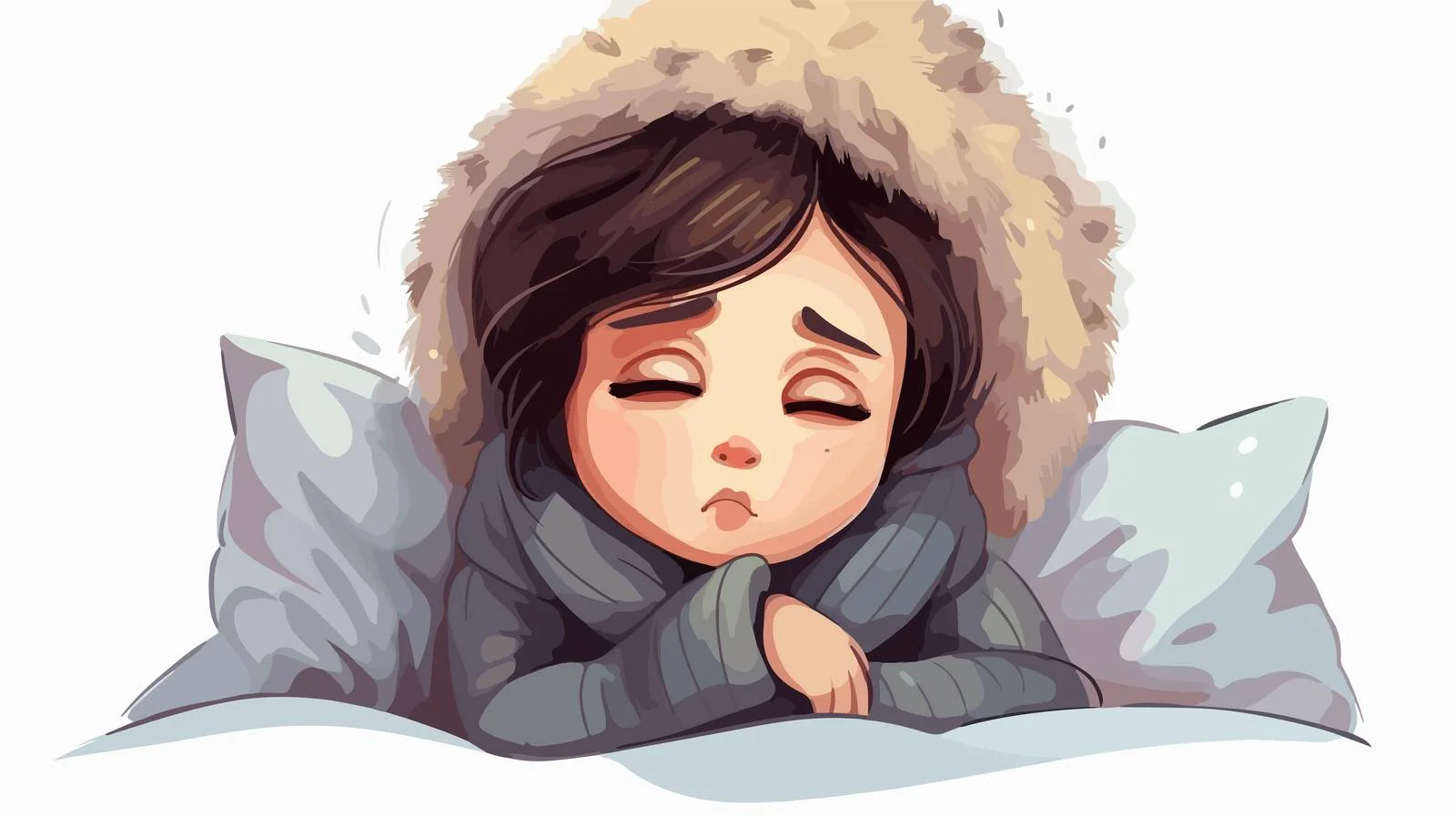 Illustration: Girl with Fever Cartoon Vector — free download from Dotvec