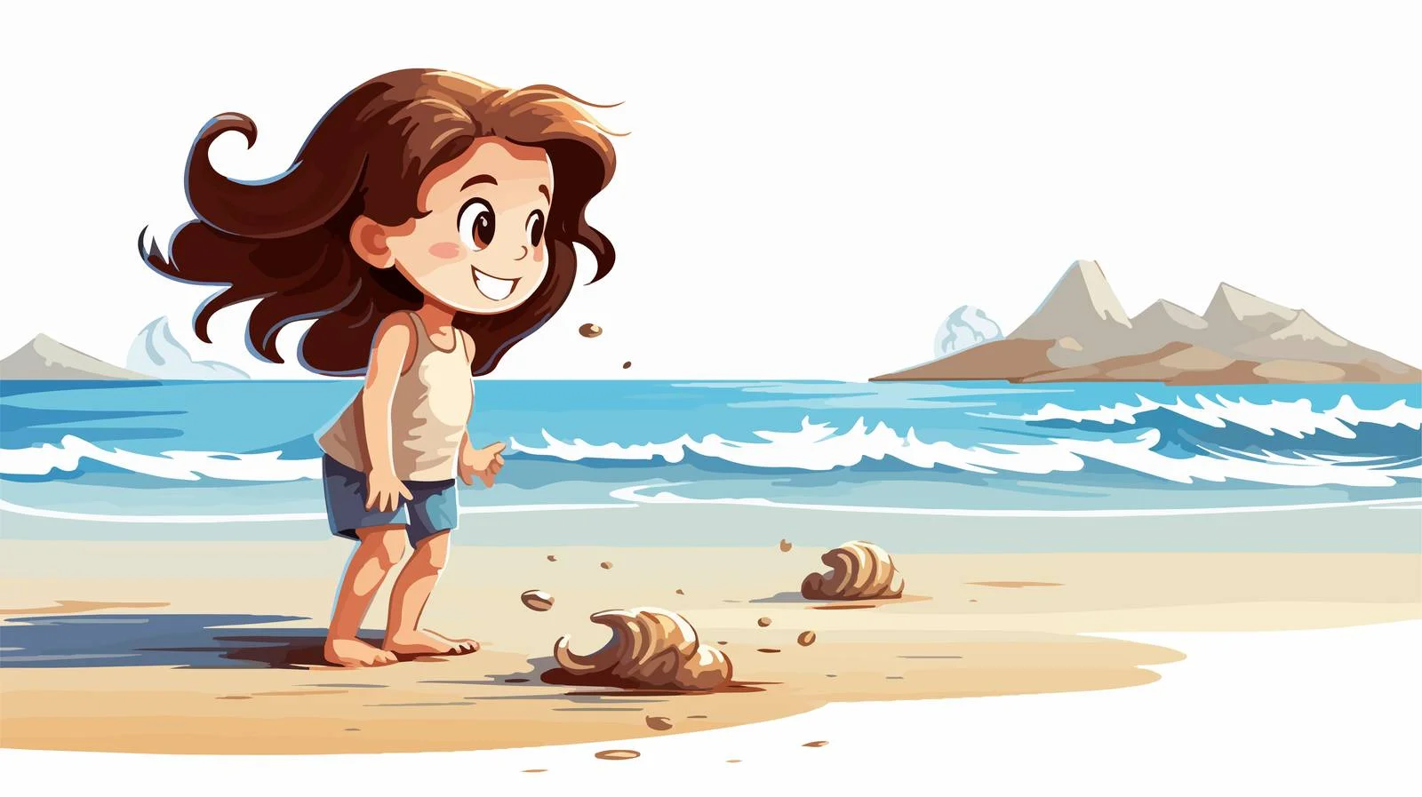 Child Beach Play Vector Illustration — free download from Dotvec