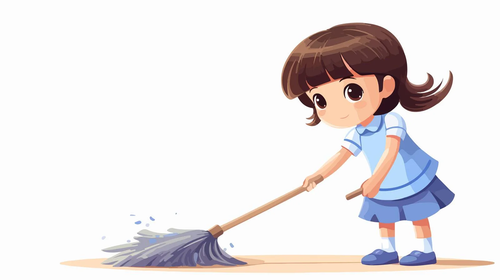 Girl Sweeping with Broom — free download from Dotvec