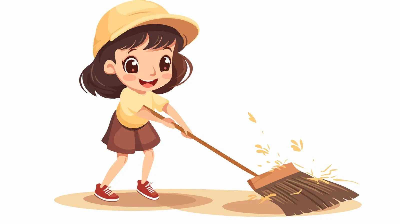 Girl Sweeping Cartoon Vector Illustration — free download from Dotvec