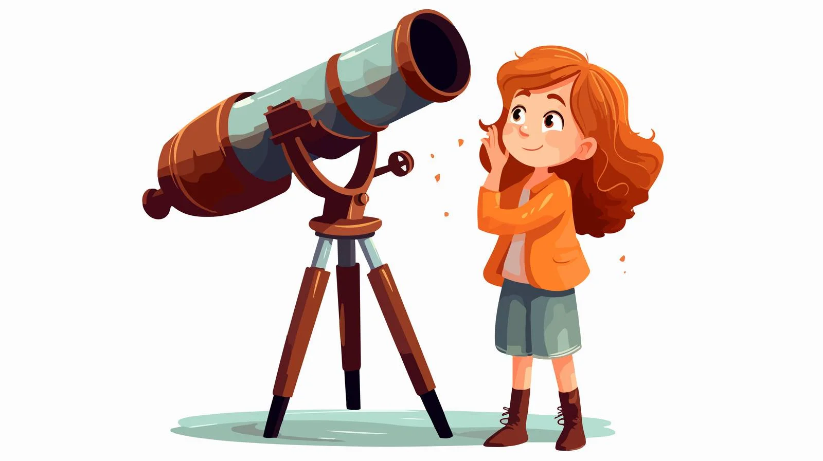 Girl With Telescope Cartoon Illustration — free download from Dotvec