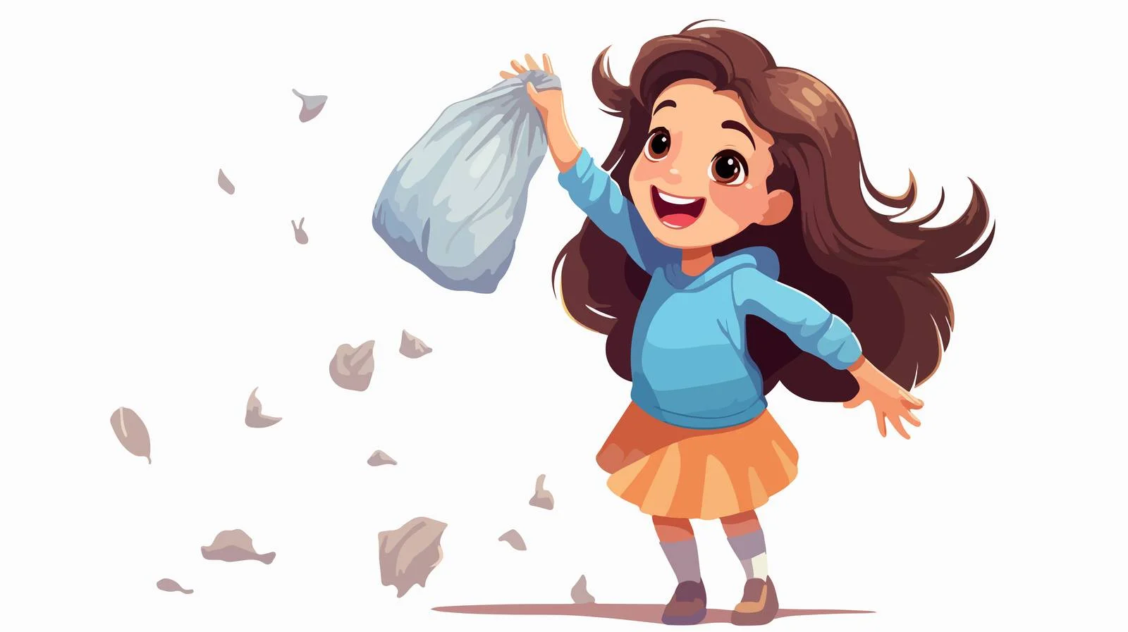 Young Girl Littering Cartoon Illustration — free download from Dotvec