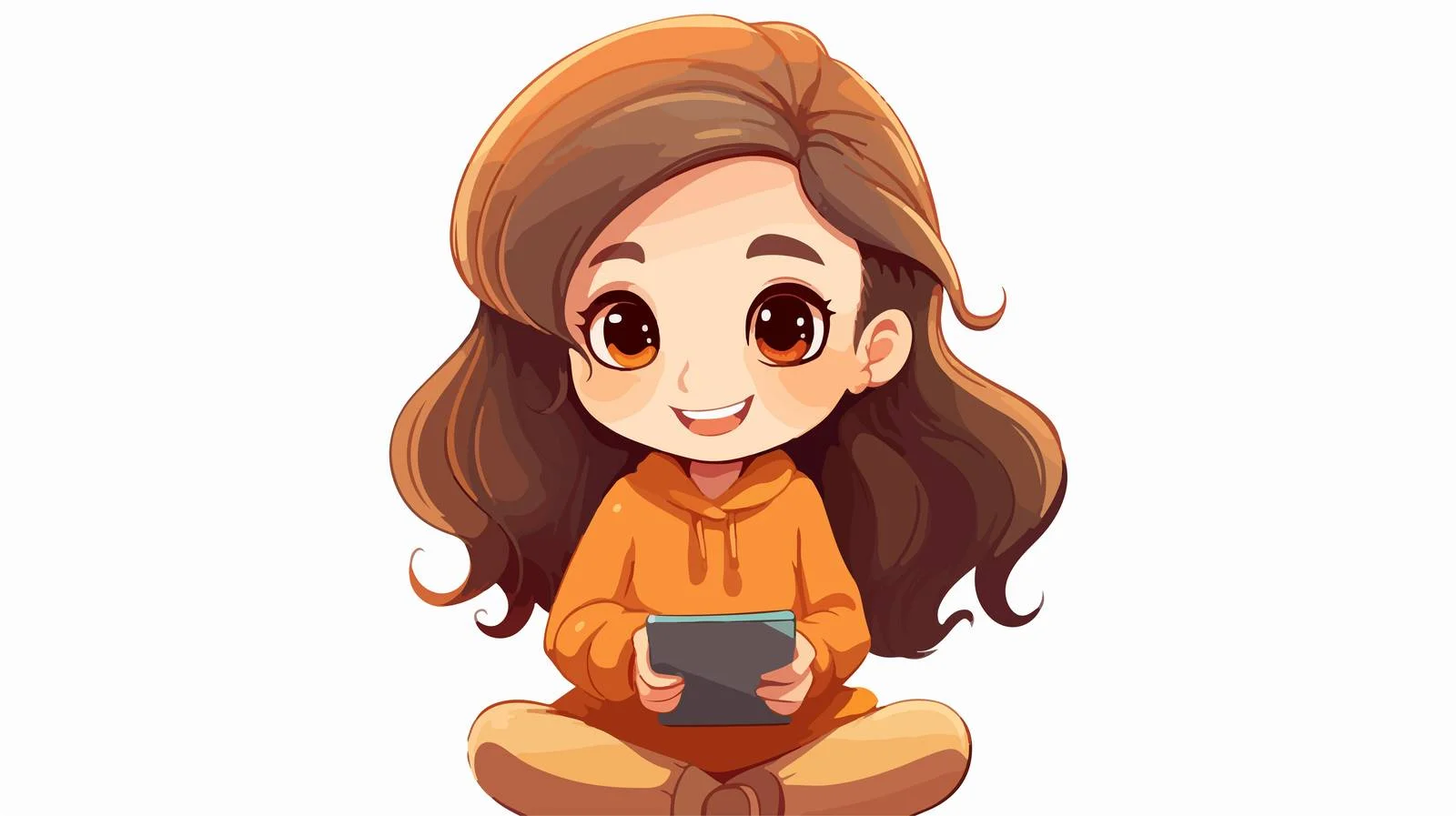 Girl Using Smartphone Cartoon Illustration — free download from Dotvec