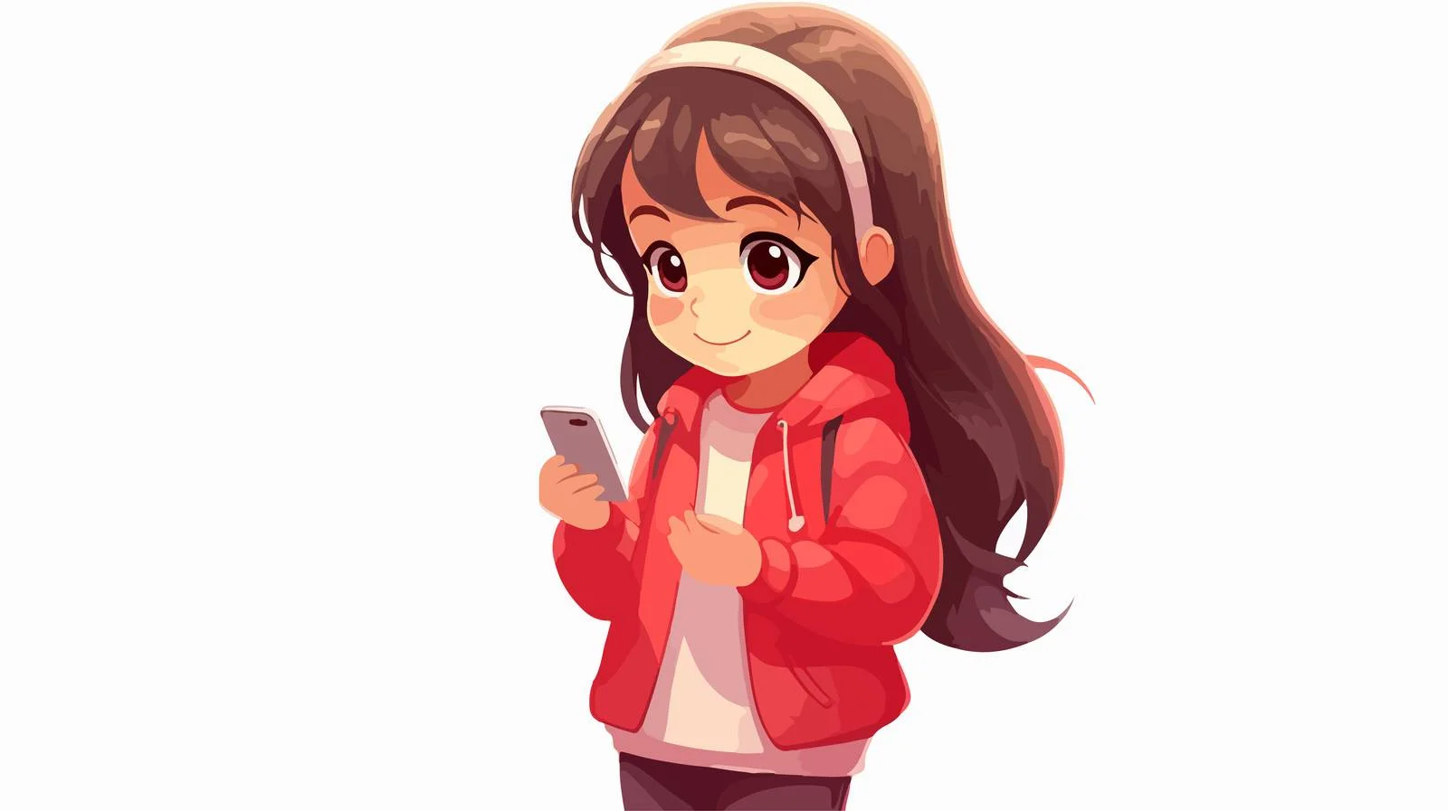 Young Girl Smartphone Cartoon Illustration — free download from Dotvec
