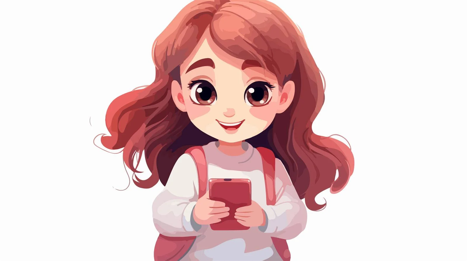 Young Girl Smartphone Cartoon Illustration — free download from Dotvec