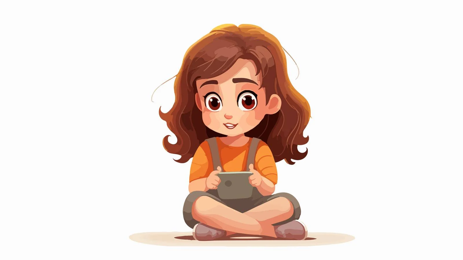 Young Girl Smartphone Cartoon Illustration — free download from Dotvec