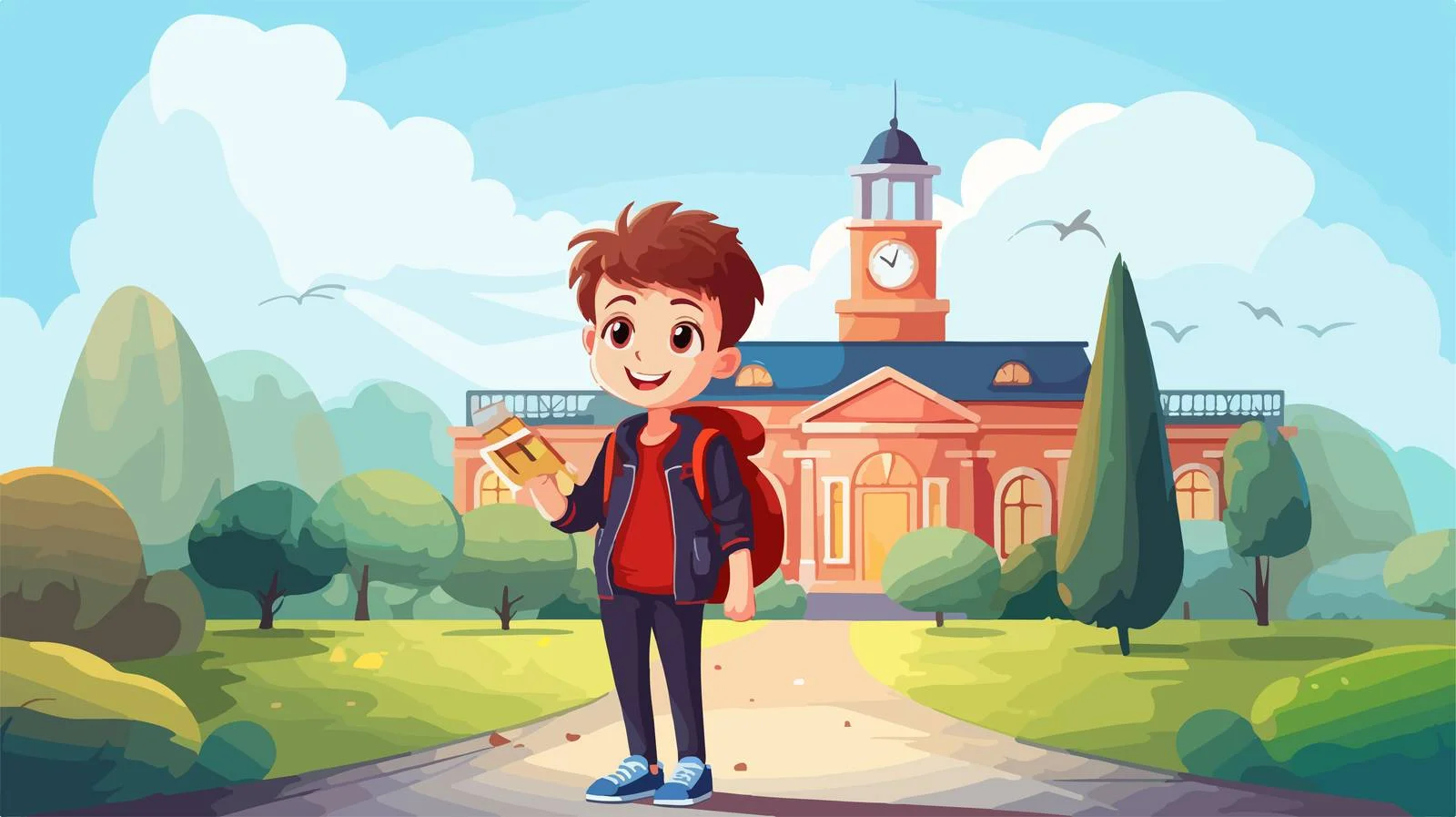 Child School Cartoon Vector Illustration — free download from Dotvec