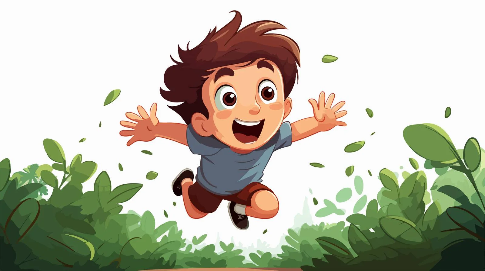 Cheerful Child Garden Jump Cartoon Illustration — free download from Dotvec