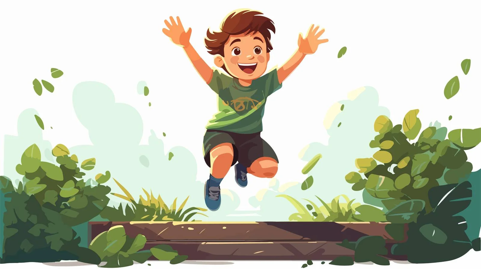 Playful Child Garden Jump Cartoon — free download from Dotvec