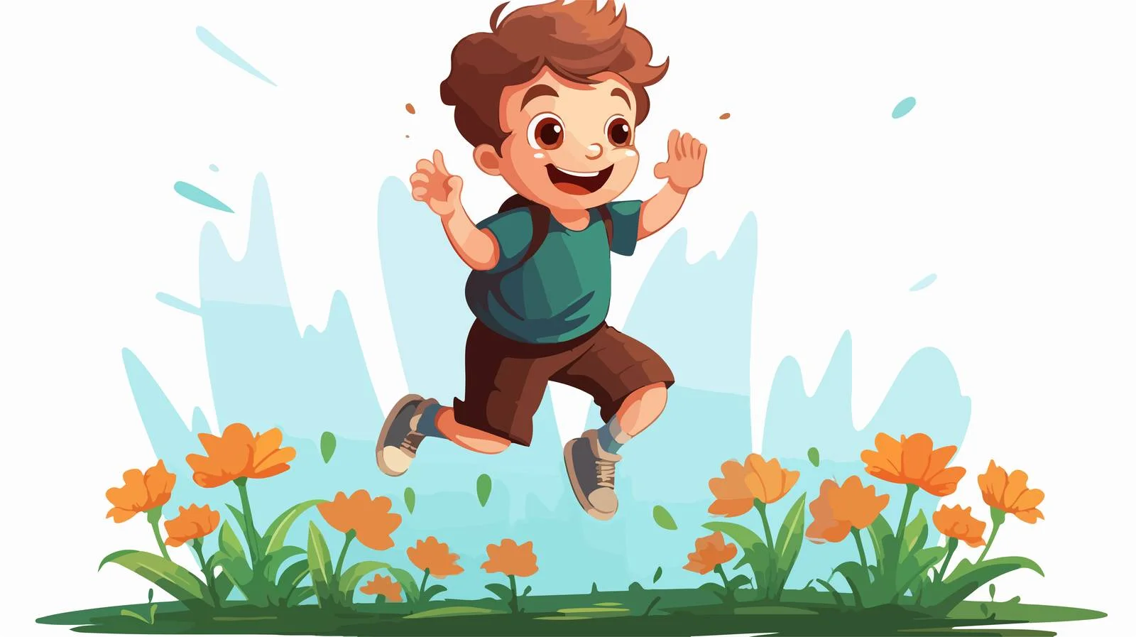 Child Jumping in Garden Illustration — free download from Dotvec