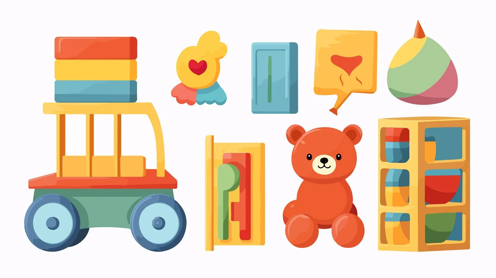 Colorful Kid's Toy Collection with Chalkboard — free download from Dotvec