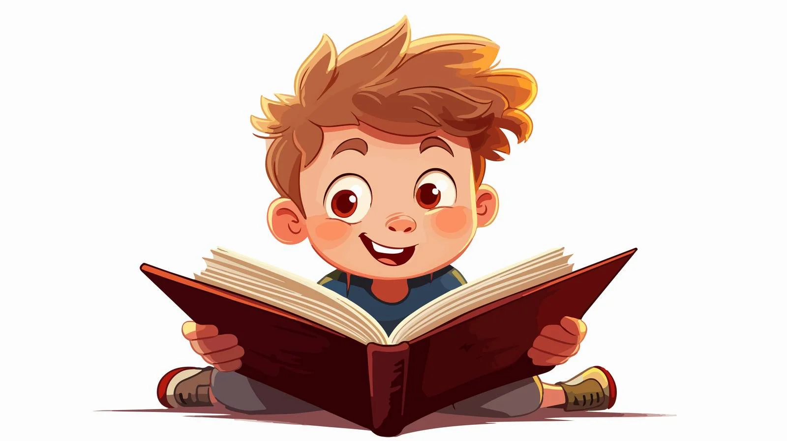 Child Reading Book Cartoon Illustration — free download from Dotvec
