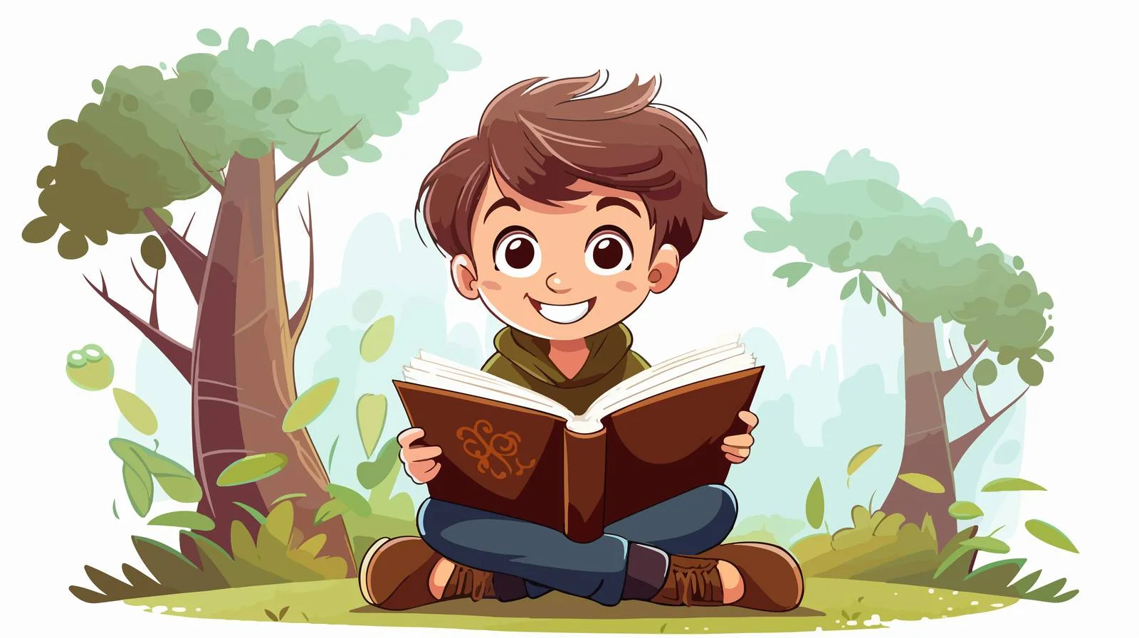 Kid Reading Book Cartoon Illustration — free download from Dotvec