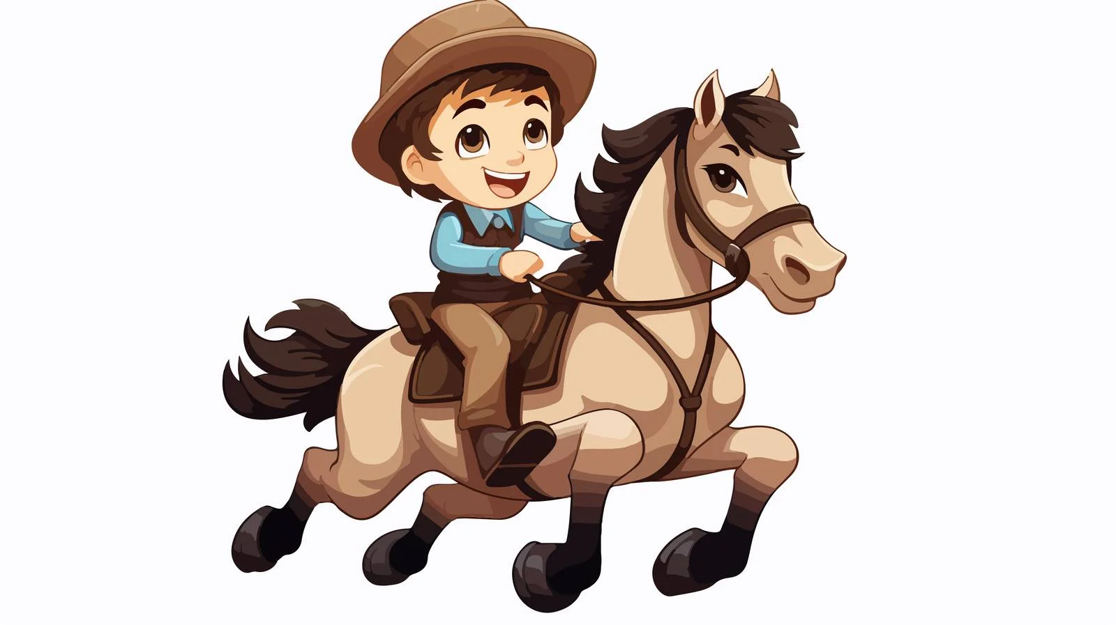 Child Horseback Riding Cartoon Illustration — free download from Dotvec