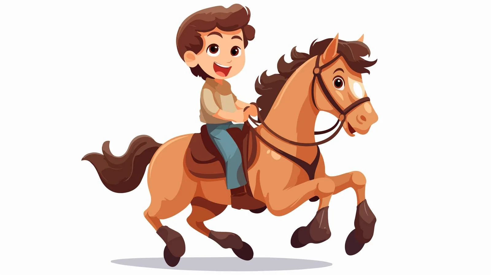 Child Riding Horse Cartoon Illustration — free download from Dotvec