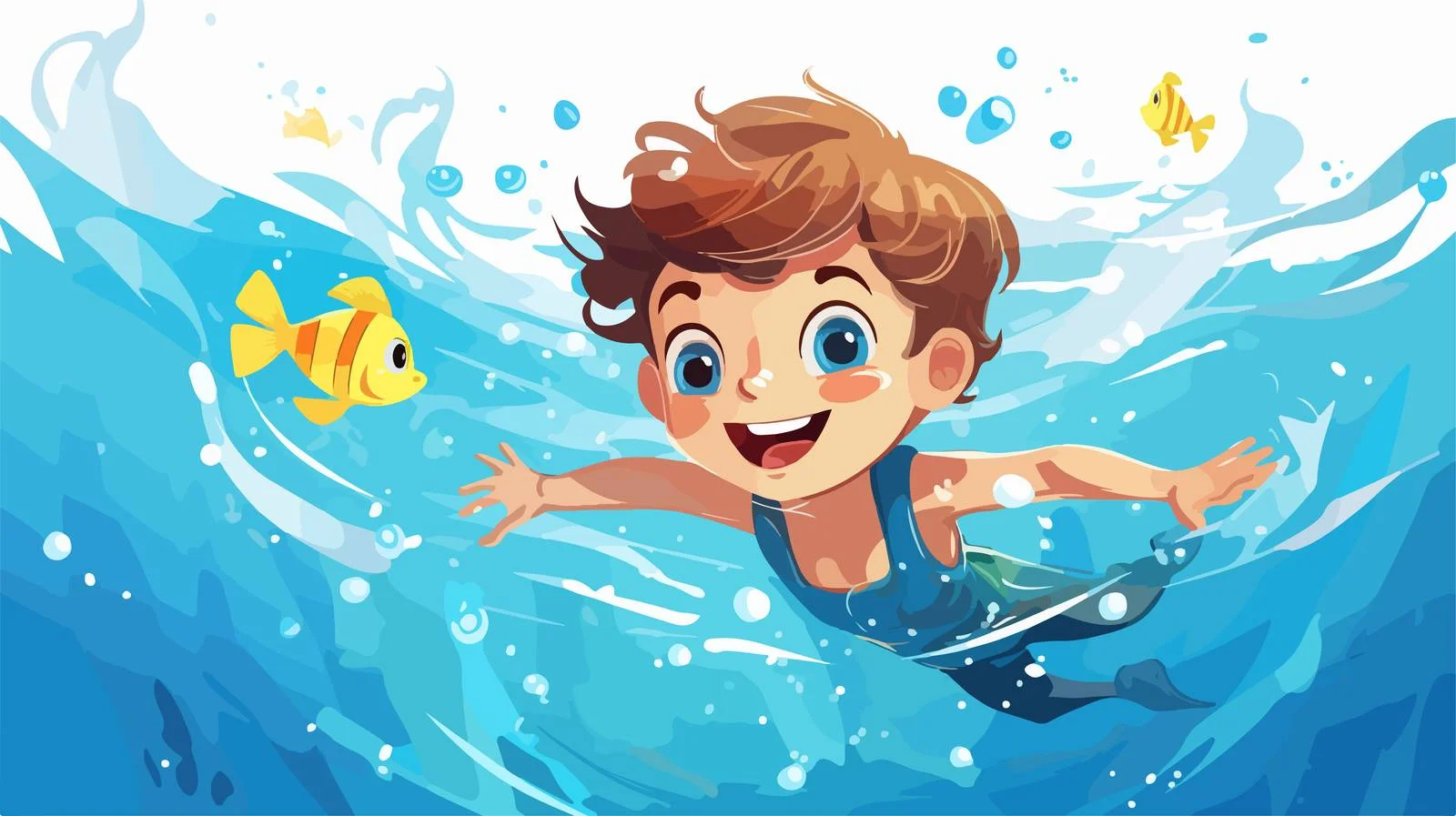 Child Swimming Cartoon Vector Illustration — free download from Dotvec